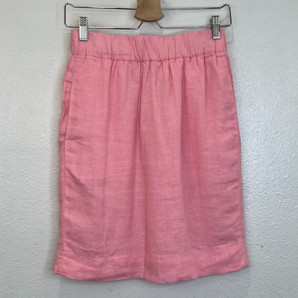 J. Crew Skirt Womens Salmon/Pink A Line Linen Pull On Elastic Waist No Size
